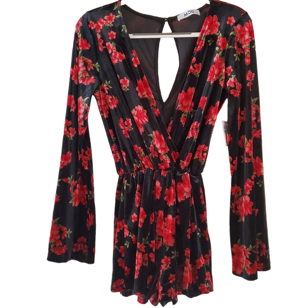 MOD floral velour romper